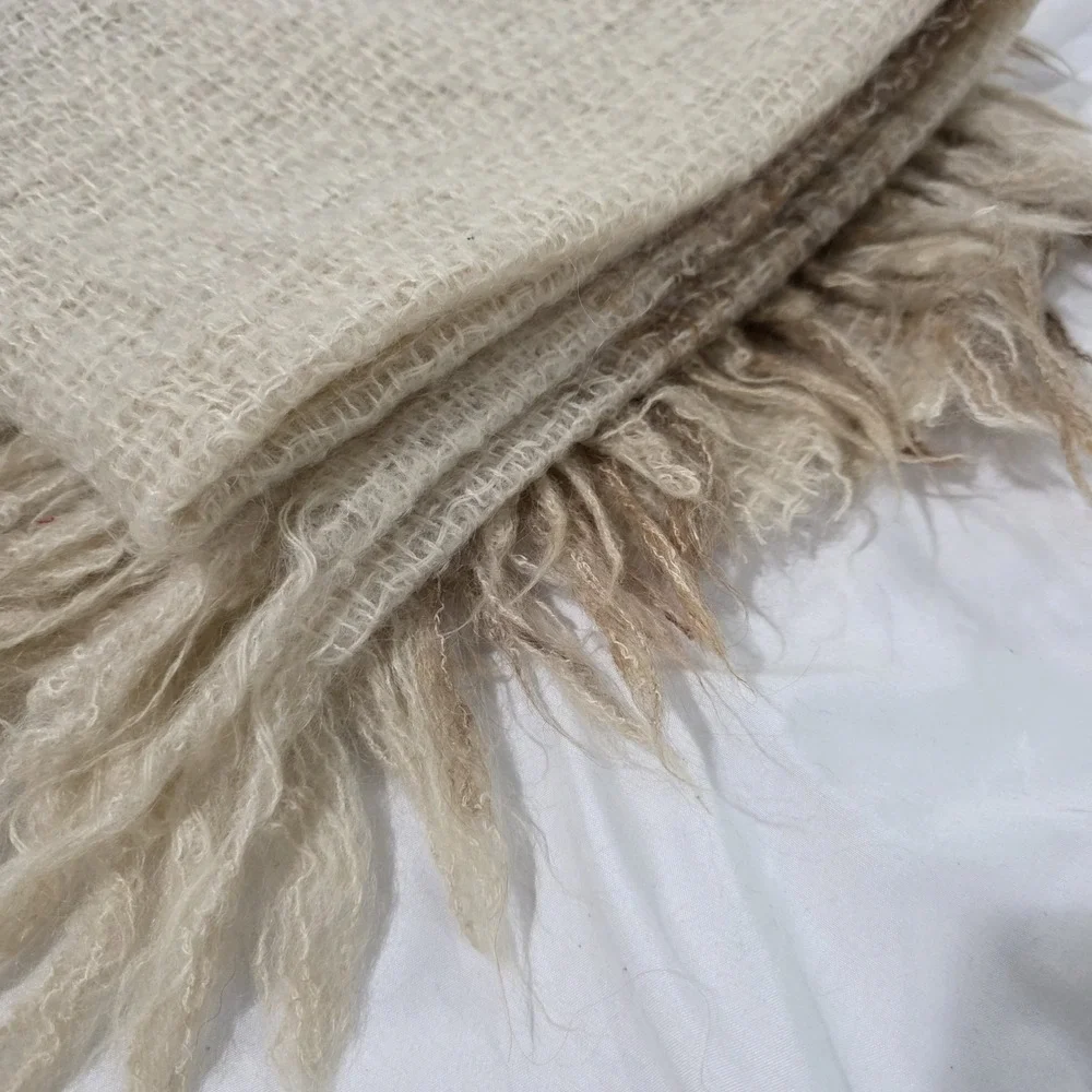 Avoca Handweavers Wool Ireland Plaid Throw Blanket Tan Cozy‎